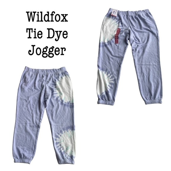 Wildfox Tie Dye Jogger Sweatpants purple XS XL XXL French Terry High Waist NWT - Picture 5 of 9